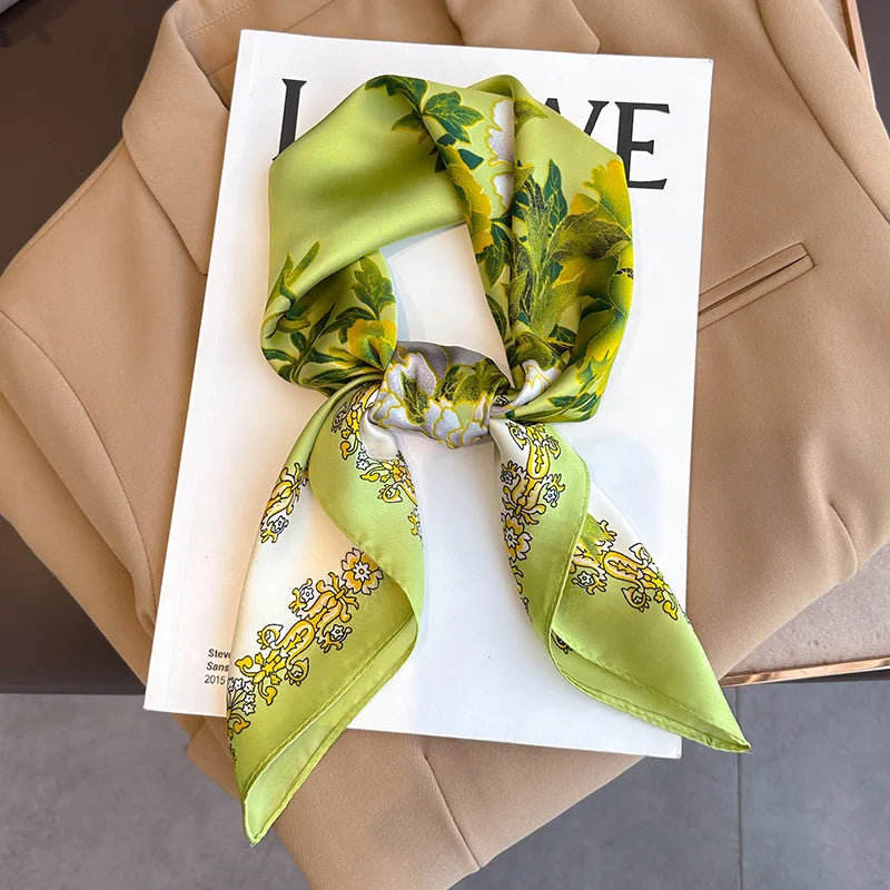 Luxury Silk Plaid Scarf - Soft Satin Neck Hair Tie for Women Foulard Hijab 2021 - ZOOMNSTORE