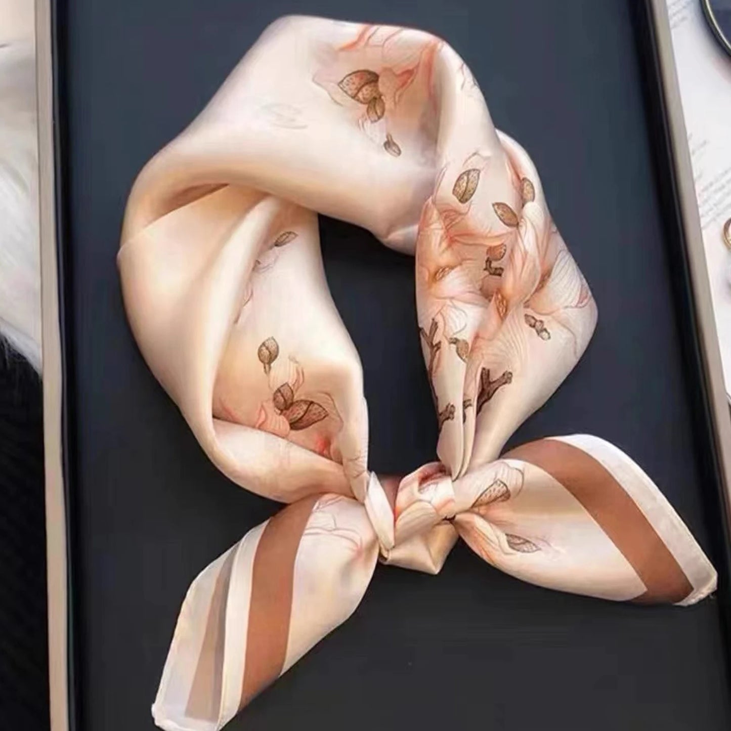 Luxury Silk Plaid Scarf - Soft Satin Neck Tie Hair Band for Women - ZOOMNSTORE