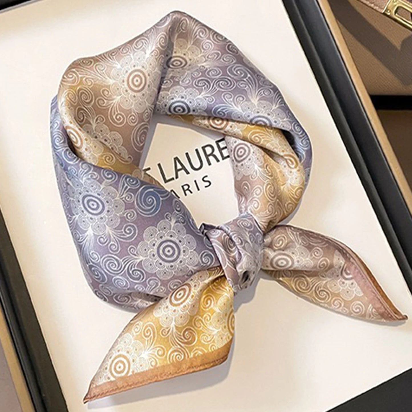 Luxury Silk Plaid Scarf - Soft Satin Neck Tie Hair Band for Women - ZOOMNSTORE