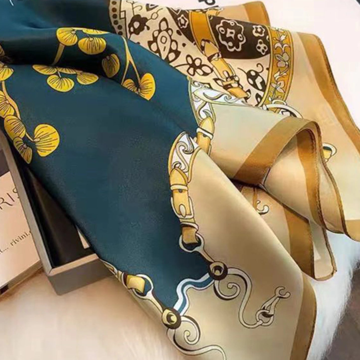 Luxury Silk Plaid Scarf - Soft Satin Neck Tie Hair Band for Women - ZOOMNSTORE