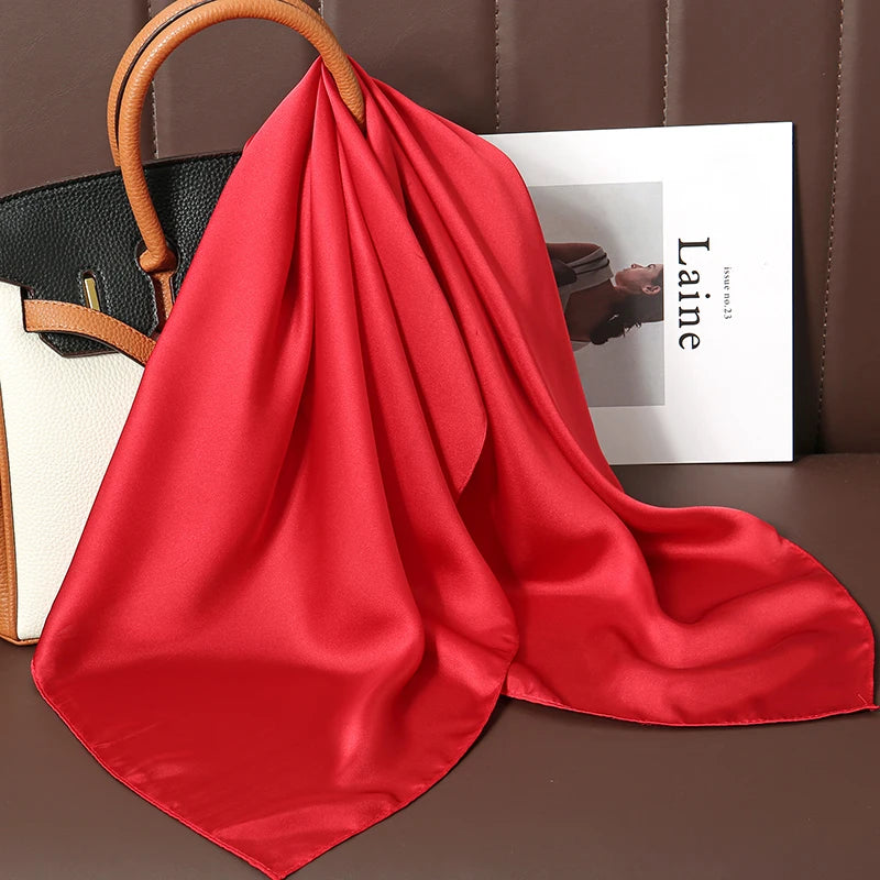 Luxury Silk Square Scarf - 21 Colors 70cm Neck Tie Shawl Womens Hair Bandana Headscarf - ZOOMNSTORE