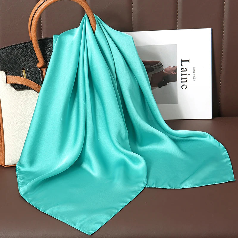 Luxury Silk Square Scarf - 21 Colors 70cm Neck Tie Shawl Womens Hair Bandana Headscarf - ZOOMNSTORE