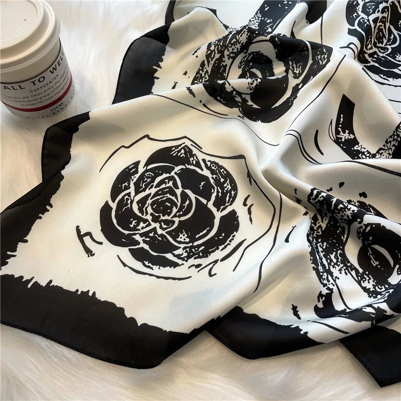 Luxury Silk Square Scarf - 70cm Satin Neck Tie Hair Bandana for Women - ZOOMNSTORE