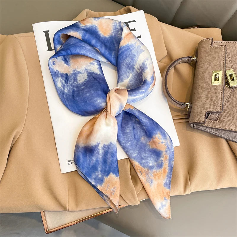 Luxury Silk Square Scarf - 70cm Satin Neck Tie Hair Bandana for Women - ZOOMNSTORE
