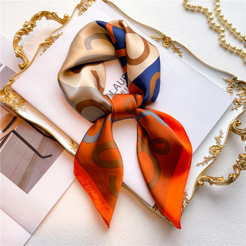 Luxury Silk Square Scarf - 70cm Satin Neck Tie Hair Bandana for Women - ZOOMNSTORE