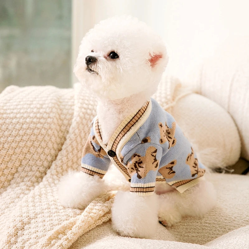 Luxury Striped Dog Sweater - Warm Cardigan for Chihuahua Bichon Frise - ZOOMNSTORE