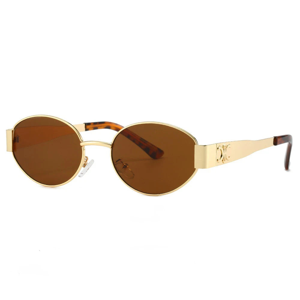 Luxury Unisex Metal Sunglasses - Stylish UV400 Round Oval Shades - ZOOMNSTORE