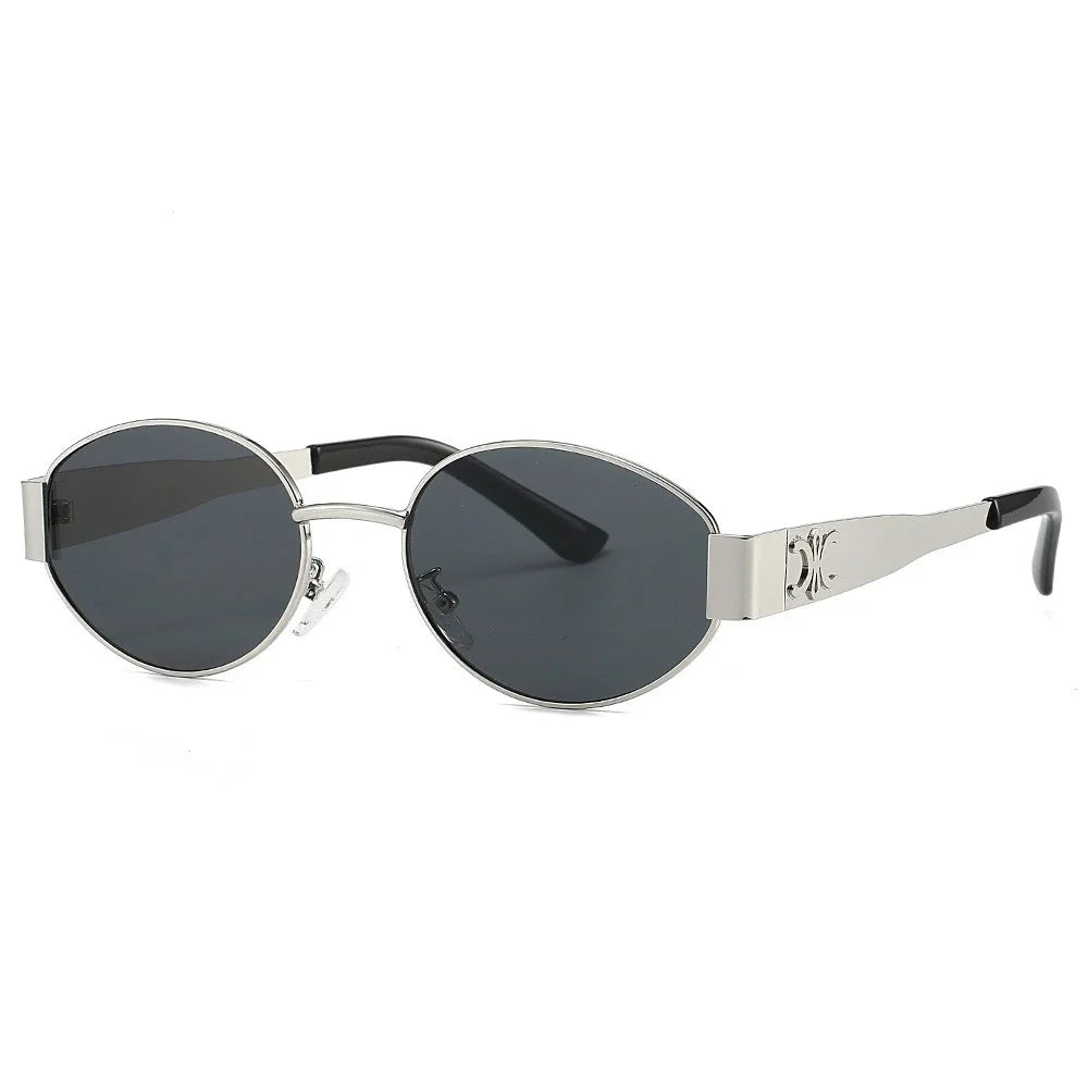 Luxury Unisex Metal Sunglasses - Stylish UV400 Round Oval Shades - ZOOMNSTORE