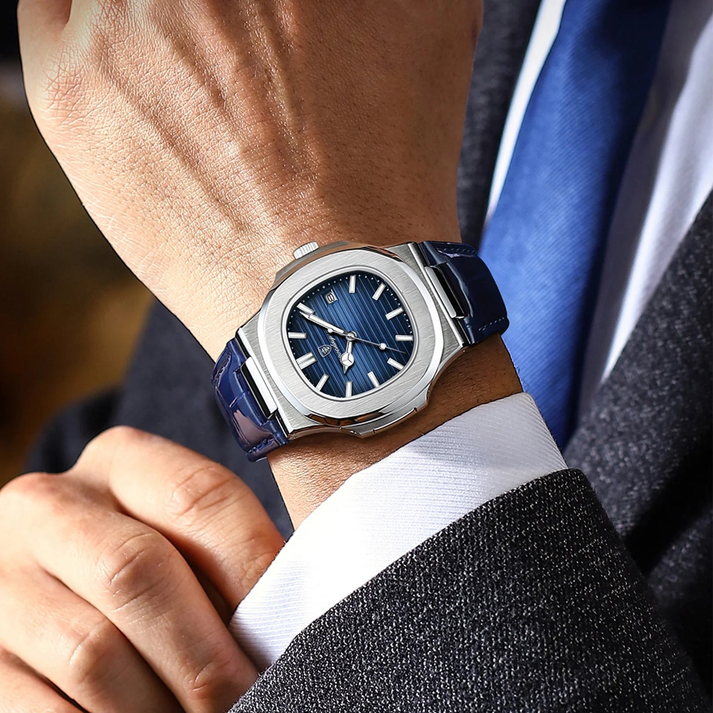 Luxury Waterproof Mens Luminous Leather Sports Watch - ZOOMNSTORE