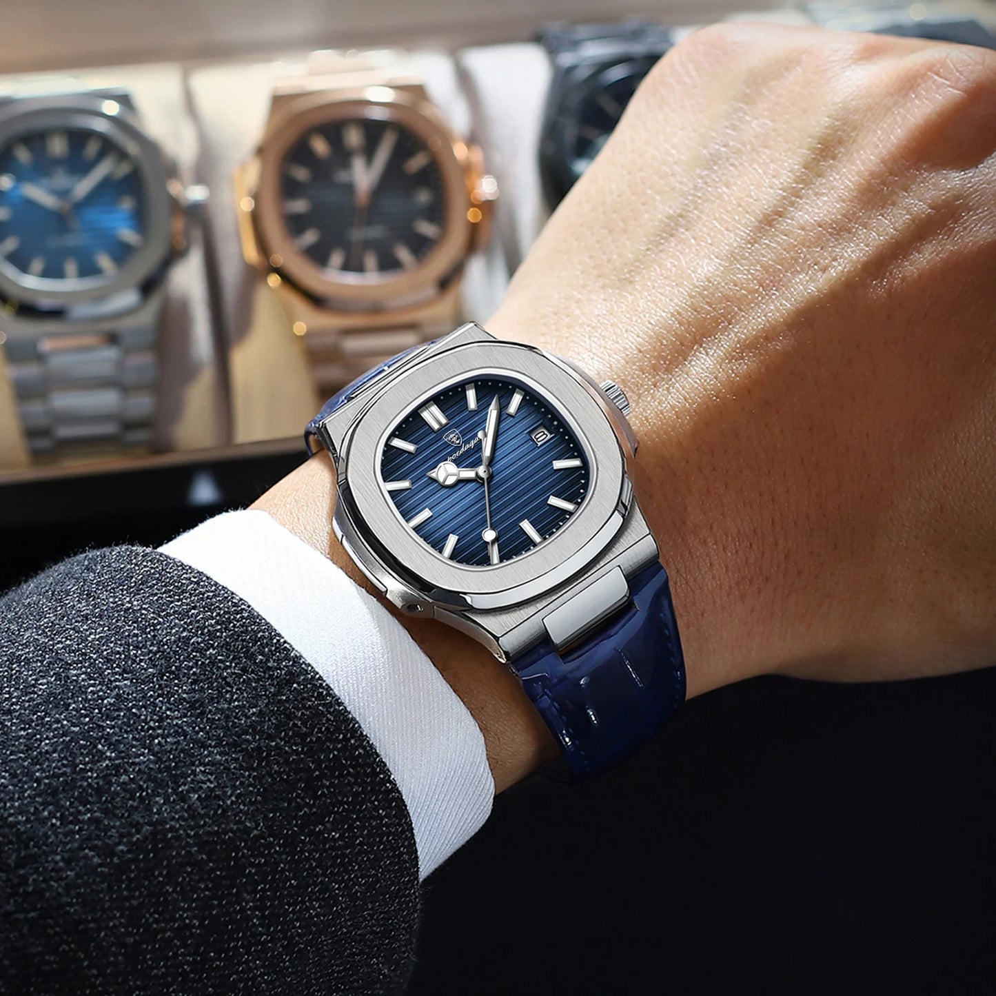Luxury Waterproof Mens Luminous Leather Sports Watch - ZOOMNSTORE