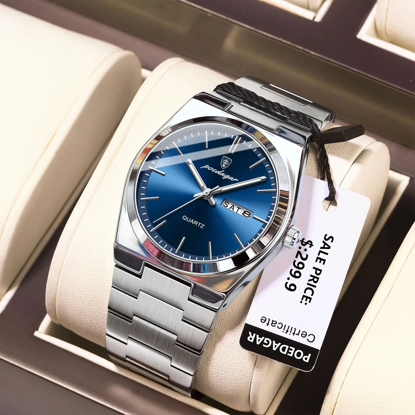 Luxury Waterproof Mens Quartz Watch - Stainless Steel Luminous Casual Timepiece - ZOOMNSTORE