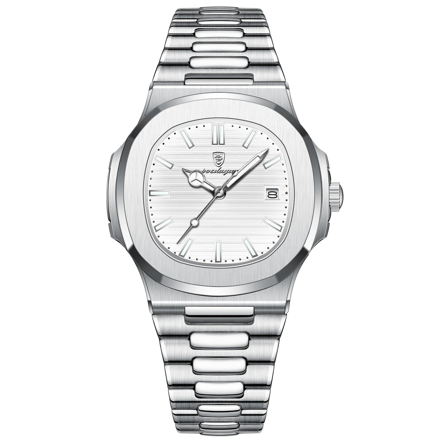 Luxury Waterproof Mens Wristwatch - Stainless Steel Quartz Sports Clock with Luminous Date - ZOOMNSTORE