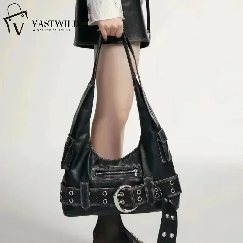 Luxury Womens Handbag - Y2K Large Capacity Shoulder Bag with Rivets and Multiple Pockets - ZOOMNSTORE