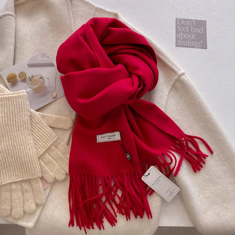 Luxury Wool Cashmere Scarf - Womens Warm Pashmina Shawl Wrap 2024 - ZOOMNSTORE