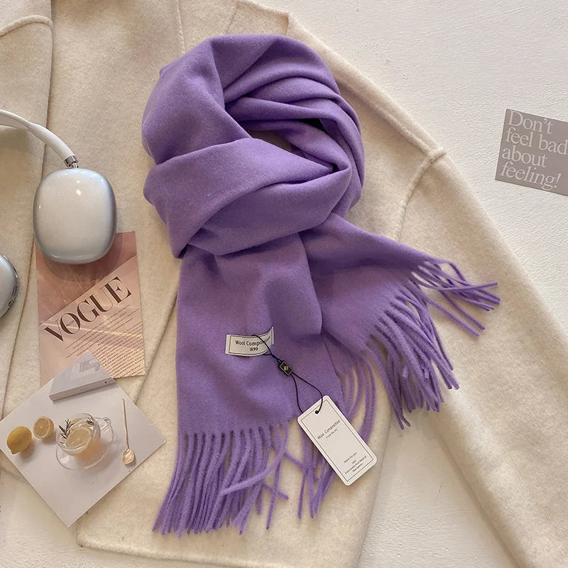 Luxury Wool Cashmere Scarf - Womens Warm Pashmina Shawl Wrap 2024 - ZOOMNSTORE