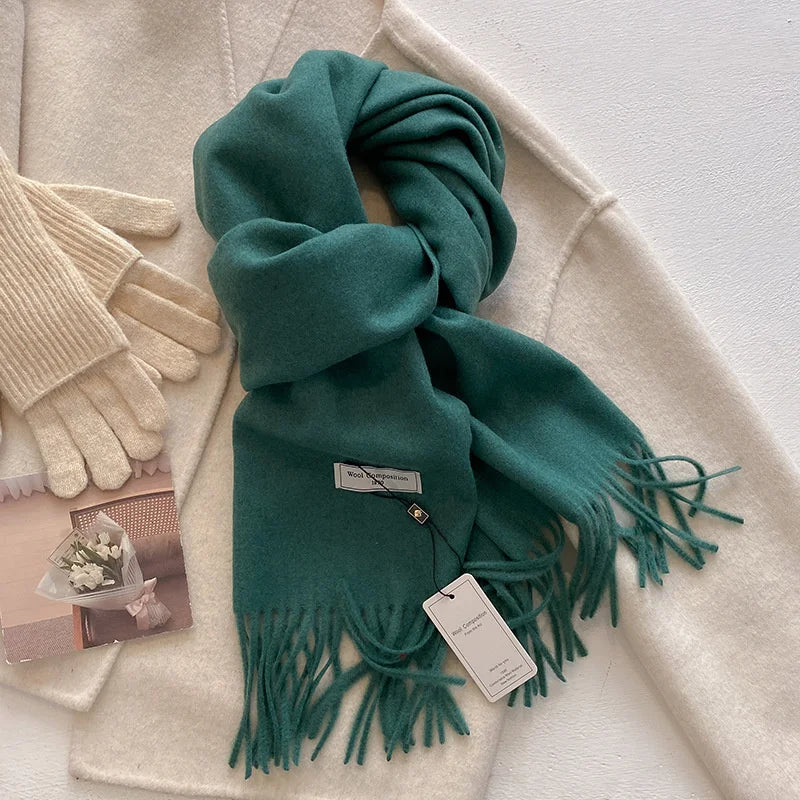 Luxury Wool Cashmere Scarf - Womens Warm Pashmina Shawl Wrap 2024 - ZOOMNSTORE
