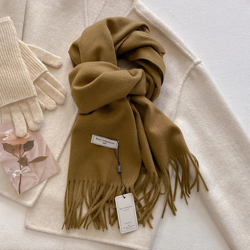 Luxury Wool Cashmere Scarf - Womens Warm Pashmina Shawl Wrap 2024 - ZOOMNSTORE
