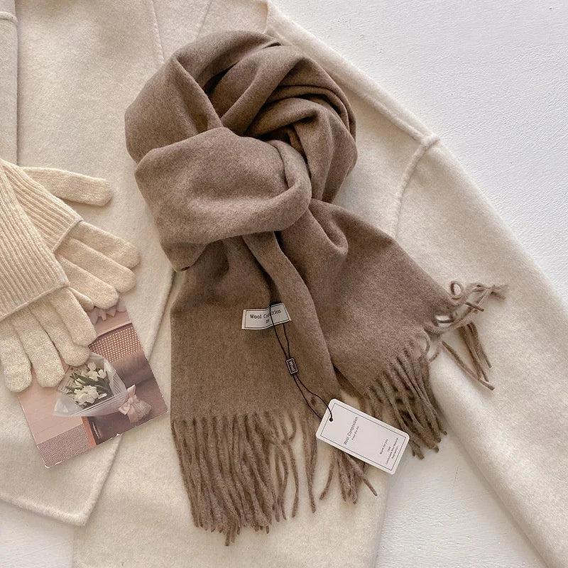Luxury Wool Cashmere Scarf - Womens Warm Pashmina Shawl Wrap 2024 - ZOOMNSTORE