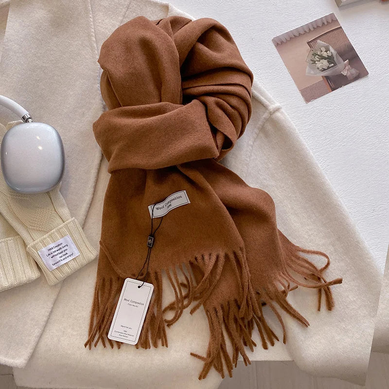Luxury Wool Cashmere Scarf - Womens Warm Pashmina Shawl Wrap 2024 - ZOOMNSTORE