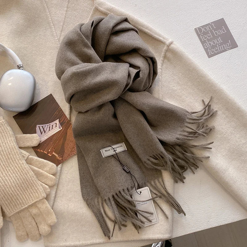 Luxury Wool Cashmere Scarf - Womens Warm Pashmina Shawl Wrap 2024 - ZOOMNSTORE