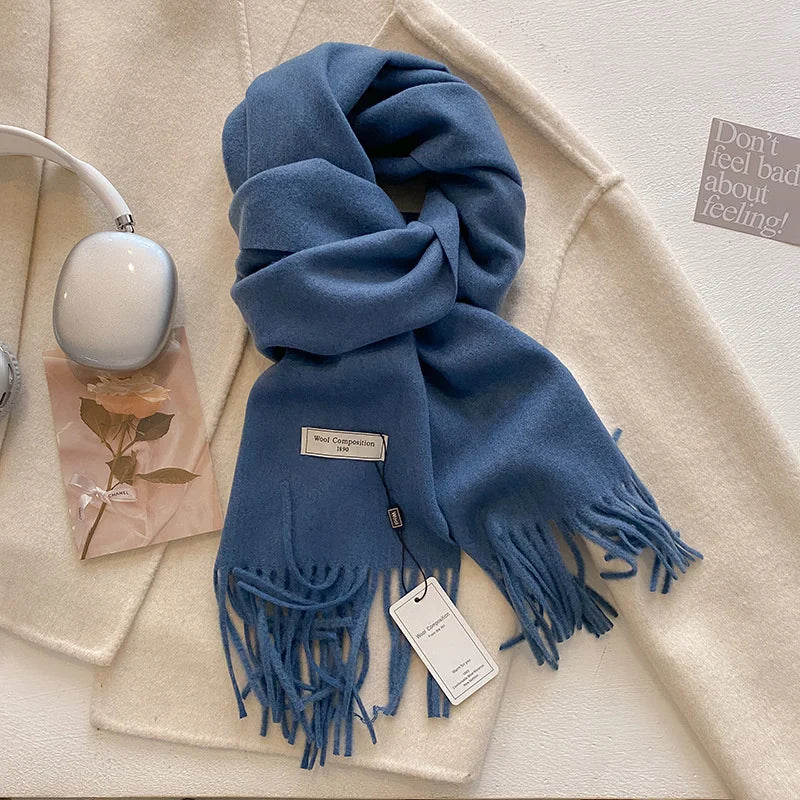 Luxury Wool Cashmere Scarf - Womens Warm Pashmina Shawl Wrap 2024 - ZOOMNSTORE