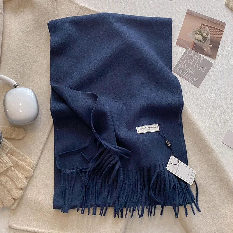 Luxury Wool Cashmere Scarf - Womens Warm Pashmina Shawl Wrap 2024 - ZOOMNSTORE