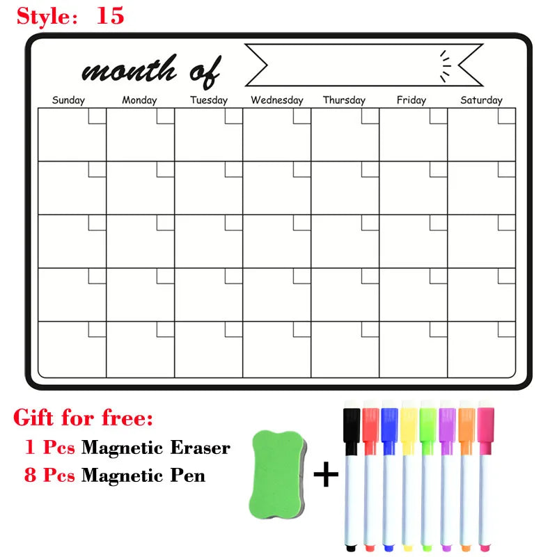 Magnetic Monthly Planner - Dry Erase Whiteboard | Fridge Message Board Organizer - ZOOMNSTORE