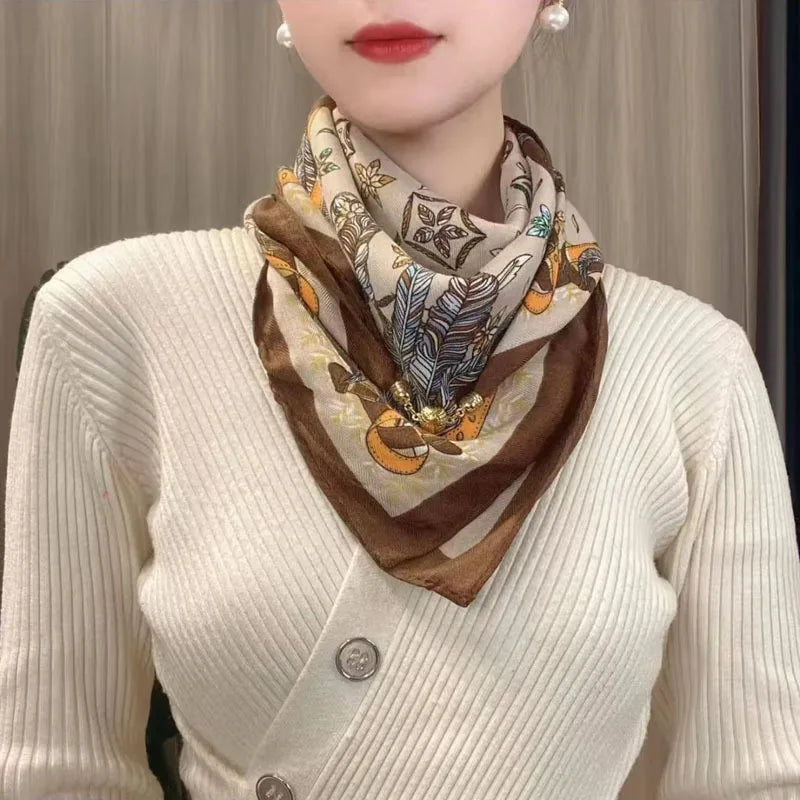 Magnetic Triangle Neck Scarf - Womens Cotton Linen Autumn Winter Protection - ZOOMNSTORE