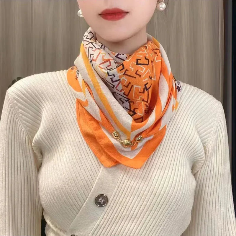 Magnetic Triangle Neck Scarf - Womens Cotton Linen Autumn Winter Protection - ZOOMNSTORE
