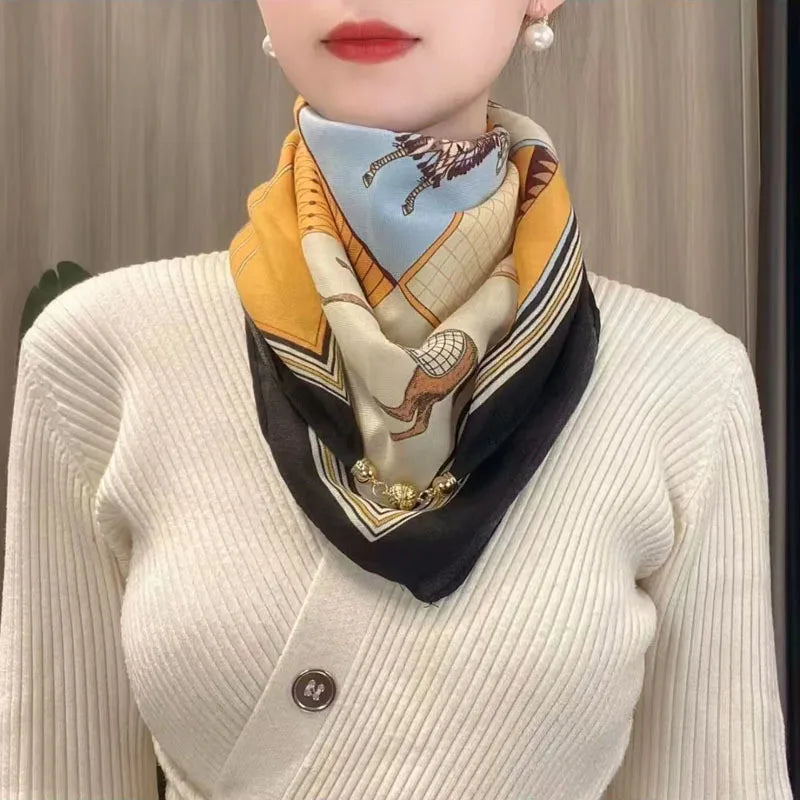 Magnetic Triangle Neck Scarf - Womens Cotton Linen Autumn Winter Protection - ZOOMNSTORE