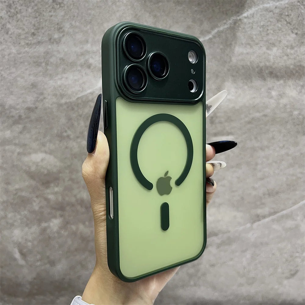Matte Magnetic Wireless Phone Case for iPhone 11-17 Pro Max - Translucent Magsafe Cover - ZOOMNSTORE