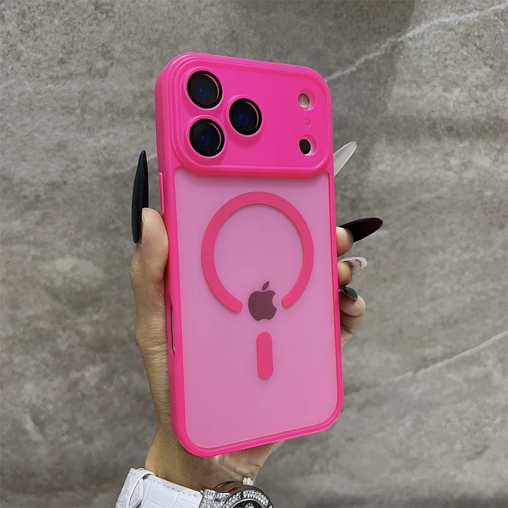 Matte Magnetic Wireless Phone Case for iPhone 11-17 Pro Max - Translucent Magsafe Cover - ZOOMNSTORE