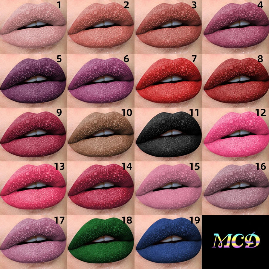Matte Velvet Lip Gloss - Waterproof Liquid Lipstick in 19 Colors - ZOOMNSTORE