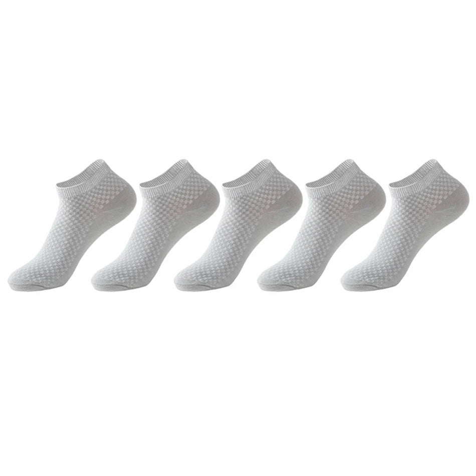 Bamboo Fiber Ankle Socks - 5 Pairs High Quality Breathable Mens Socks - ZOOMNSTORE