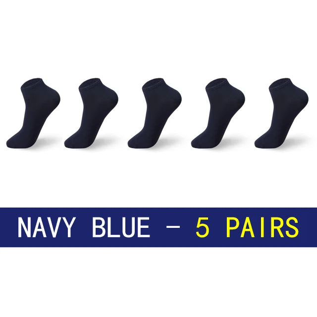 Men Cotton Socks - 5 Pairs Large Size Casual Breathable Boat Short Ankle Socks - ZOOMNSTORE