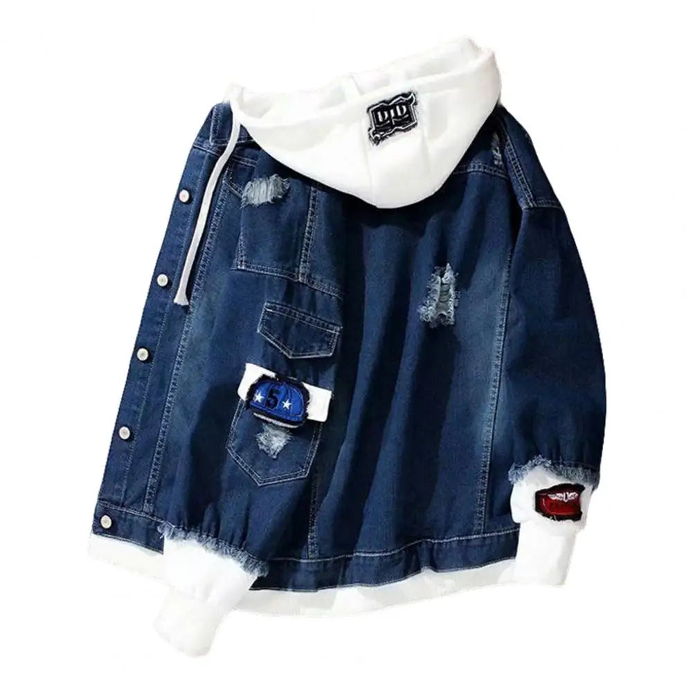 Men Coat Stylish Super Soft Denim Jacket Relaxed Fit Single Breasted Outerwear Coat for Riding - ZOOMNSTORE