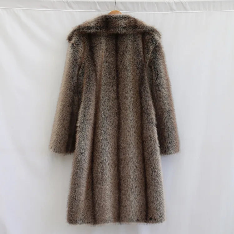 Men Faux Fur Coat – Thick Casual Winter Outerwear With Turn Down Collar - ZOOMNSTORE