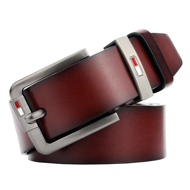 Mens PU Leather Belt - Luxury Brand Classic Alloy Buckle for Jeans - ZOOMNSTORE