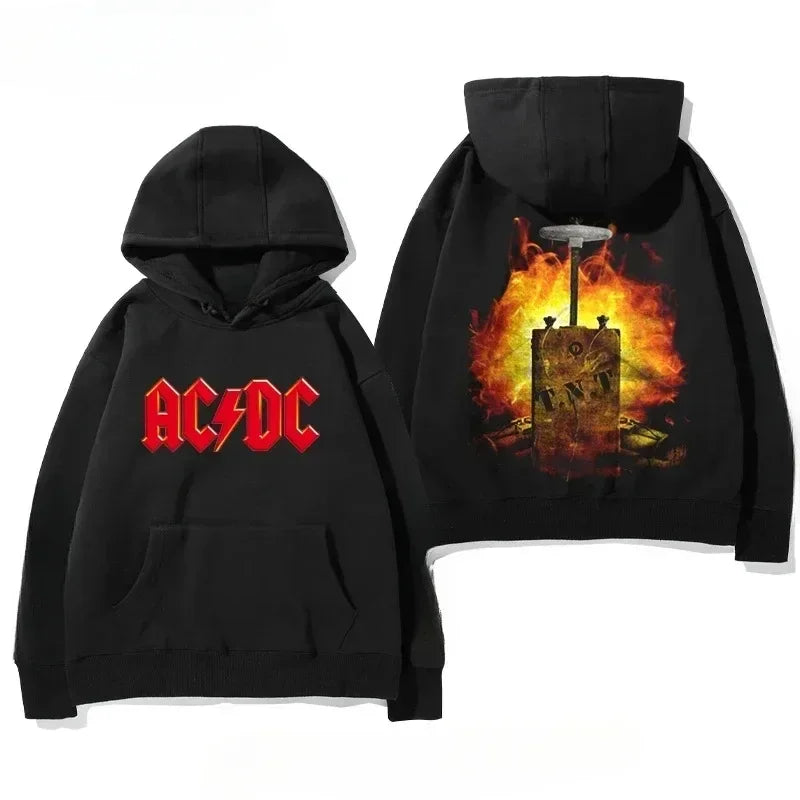 Men's AC/DC Hoodie - Autumn Winter Fleece Lined Printed Band Pullover - ZOOMNSTORE