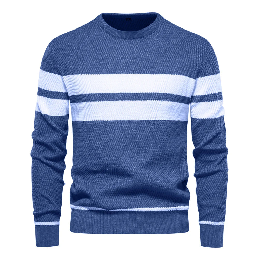 New Autumn Pullover Men's Sweater O-neck Patchwork Long Sleeve Warm Slim Sweaters Men Casual Fashion Sweater Men Clothing - ZOOMNSTORE
