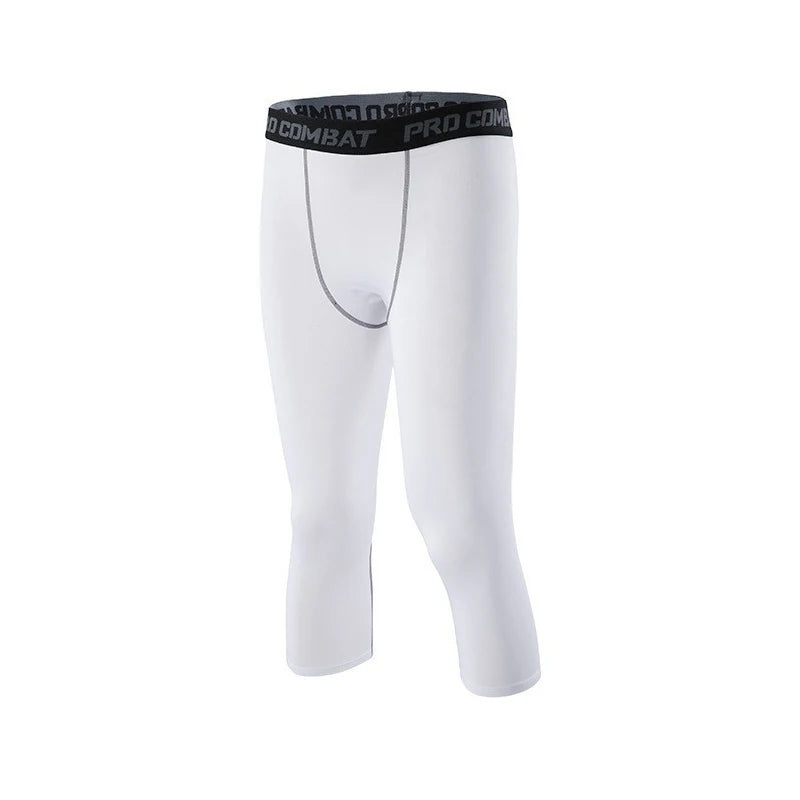 Mens Basketball Compression Leggings - 34 Quick-Dry Capri Pants for Running and Training - ZOOMNSTORE