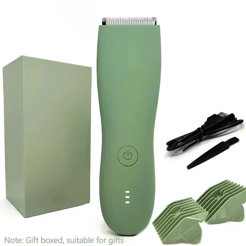 Waterproof Body Hair Trimmer for Men - IPX7 Groin Pubic Groomer with Ceramic Blade - ZOOMNSTORE