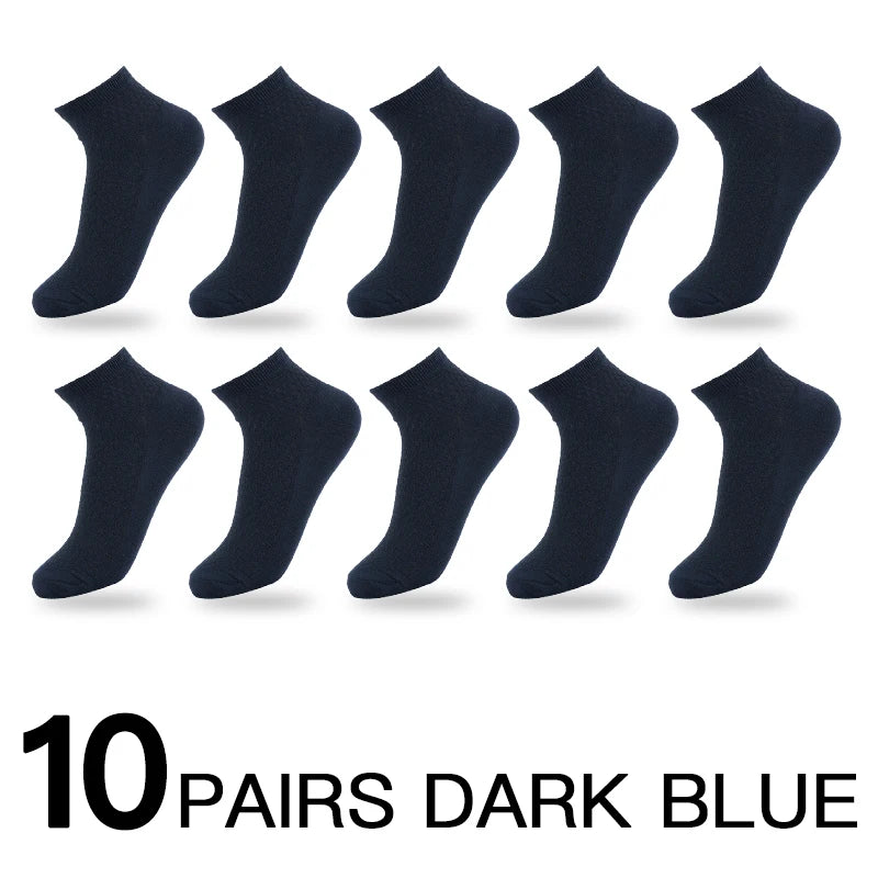 Mens Business Socks - 10 Pairs Black Deodorant Breathable Short Solid Color - ZOOMNSTORE