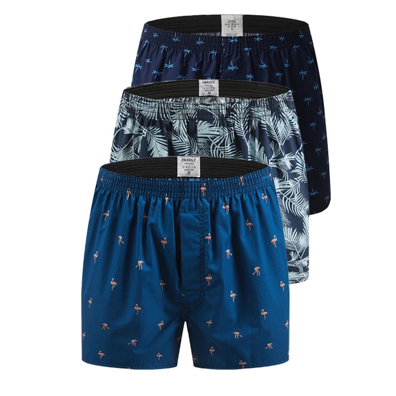 Men's Cotton Boxers - Breathable Printed Pattern Boxer Shorts, Comfortable Loungewear - ZOOMNSTORE