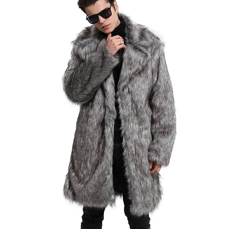 Men's Faux Fur Jacket – Slim Fit Thick Overcoat Men | Warm Winter Outerwear - ZOOMNSTORE