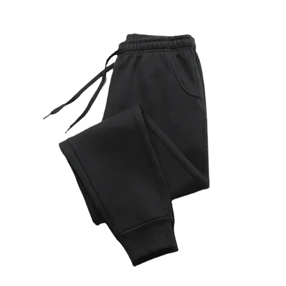 Men's Casual Pants Autumn Winter Fleece Sweatpants Men Running Jogger Sports Gym Trousers Fashion Solid Color Workout Long Pants - ZOOMNSTORE