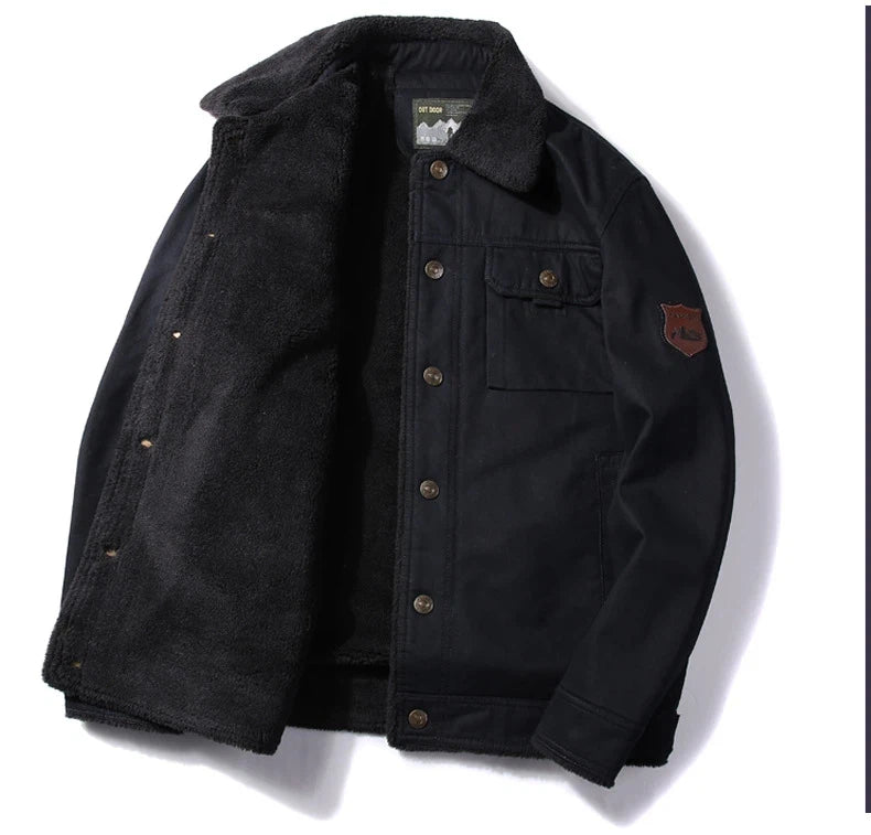 Men's Lamb Wool Jacket – Thick Warm Military Coat | Retro Workwear, Plus Size 6XL - ZOOMNSTORE
