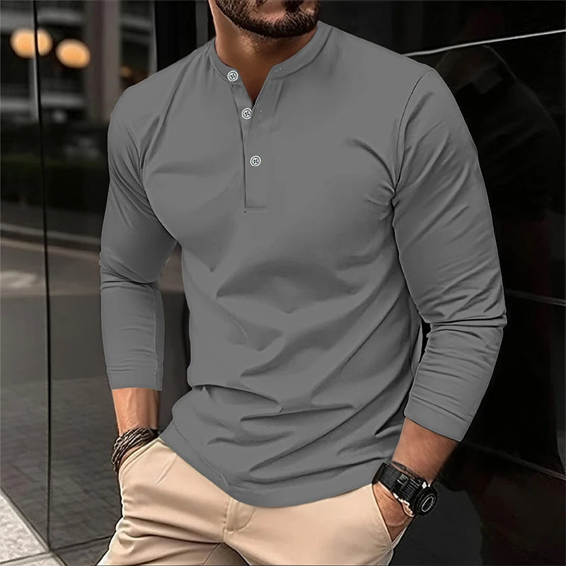 Men's Long Sleeve Polo ā Breathable Polyester Shirt | Casual Campus Wear - ZOOMNSTORE