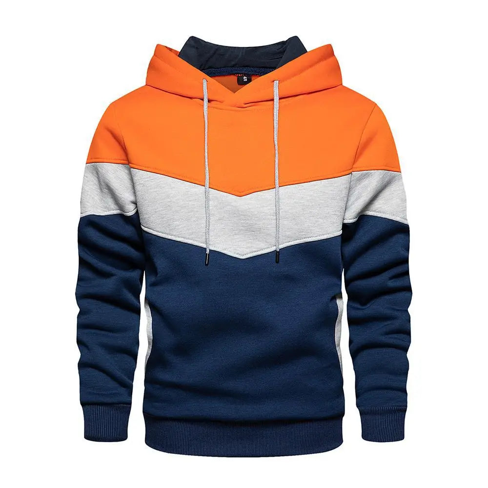 Men's Patchwork Hoodie – Casual Outdoor Fleece Pullover With Thermal Hooded Coat - ZOOMNSTORE