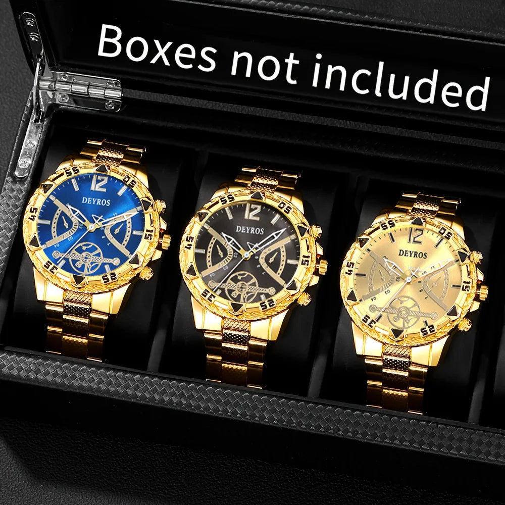 Men's Quartz Watch - Luxury Alloy Band Folding Clasp Fashion Wristwatches - ZOOMNSTORE